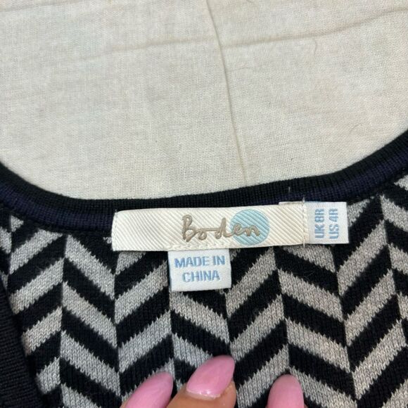 Ladies Boden‎ Lucinda Chevron Knit Dress Black and Grey Size 4 - Picture 10 of 10